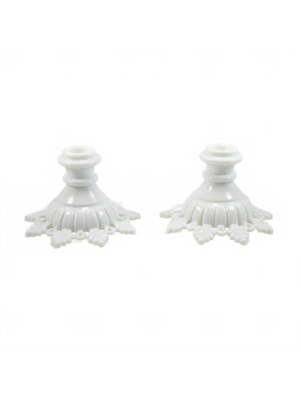 Westmoreland Milk Glass Ring and Petal Candlestick Holders